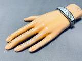 Rare Turquoise Mine Vintage Native American Navajo Inlay Sterling Silver Bracelet-Nativo Arts