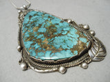 Huge Vintage Native American Navajo Blue Thunder Turquoise Sterling Silver Necklace Old-Nativo Arts