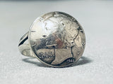 Marvelous Vintage Native American Navajo Sterling Silver Mercury Dime Ring-Nativo Arts
