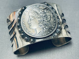Incredible San Felipe Signed Morgan Silver Dollar Sterling Silver Huge Bracelet-Nativo Arts