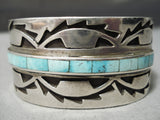 Unforgettable Vintage Native American Navajo Chainsaw Sterling Silver Turquoise Bracelet-Nativo Arts