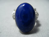 Dramatic Navajo Lapis Sterling Silver Ring Native American-Nativo Arts