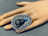Fabulous San Felipe Sleeping Beauty Turquoise Sterling Silver Buffalo Ring-Nativo Arts