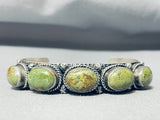 Smithsonian Artist Vintage Native American Navajo Green Turquoise Sterling Silver Bracelet-Nativo Arts