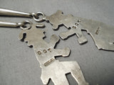 One Of The Biggest Best Vintage Native American Navajo Sterling Silver Kachina Bolo Tie-Nativo Arts