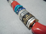 Chunky Coral Singer Native American Navajo Sterling Silver Gold Necklace-Nativo Arts