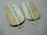 Native American One Of The Biggest Ever #8 Turquoise Santo Domingo Sterling Silver Earrings-Nativo Arts