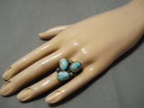 Important Vintage Native American Navajo Dry Creek Turquoise Sterling Silver Ring Old-Nativo Arts