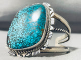 Al Monte Native American Navajo Signed Spiderweb Turquoise Sterling Silver Bracelet-Nativo Arts