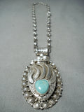 Heavy Navajo Royston Turquoise Sterling Silver Necklace Native American-Nativo Arts
