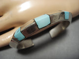 Impressive Vintage Native American Navajo Turquoise Sterling Silver Bracelet Cuff-Nativo Arts