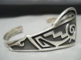 Intricate Vintage Native American Navajo Sterling Silver Geomtric Bracelet Cuff-Nativo Arts
