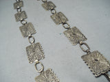 Detailed Vintage Native American Navajo Sterling Silver Intricate Concho Belt Old-Nativo Arts