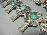 One Of Biggest Vintage Native American Navajo Turquoise Sterling Silver Squash Blossom Necklace-Nativo Arts