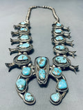 200 Grams Gasp! Vintage Native American Navajo Turquoise Sterling Silver Squash Blossom Necklace-Nativo Arts