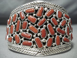 Magnificent Navajo Coral Sterling Silver Bracelet Native American-Nativo Arts