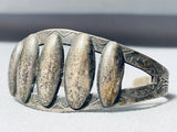 1930's Vintage Native American Navajo Sterling Silver Stone Bracelet Cuff Old-Nativo Arts