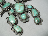 Authentic Vintage Native American Navajo Turquoise Sterling Silver Squash Blossom Necklace-Nativo Arts