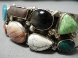 Rare Modernistic Vintage Native American Navajo Turquoise Gaspeite Sterling Silver Bracelet-Nativo Arts