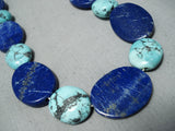 Marvelous Navajo Turquoise Lapis Sterling Silver Necklace Native American-Nativo Arts