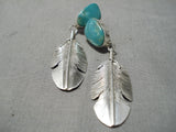 Dynamic Navajo Royston Turquoise Sterling Silver Earrings Native American-Nativo Arts
