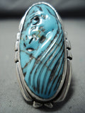 Completely Hand Carved Horse Turquoise Sterling Silver Ring-Nativo Arts