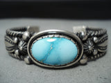 Famous Native American Navajo Al Jake Carico Lake Turquoise Sterling Silver Bracelet-Nativo Arts
