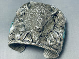 Native American 241 Gram Monster Buffalo Navajo Turquoise Sterling Silver Bracelet-Nativo Arts
