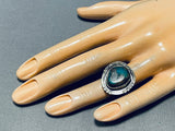Rare Mine Vintage Native American Navajo Morenci Turquoise Sterling Silver Ring Old-Nativo Arts