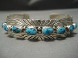 Fabulous Vintage Native American Navajo Blue Turquoise Sterling Silver Bracelet Cuff-Nativo Arts