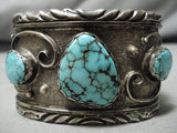 Very Rare Blue Thunder Turquoise!! Vintage Native American Navajo Sterling Silver Bracelet-Nativo Arts