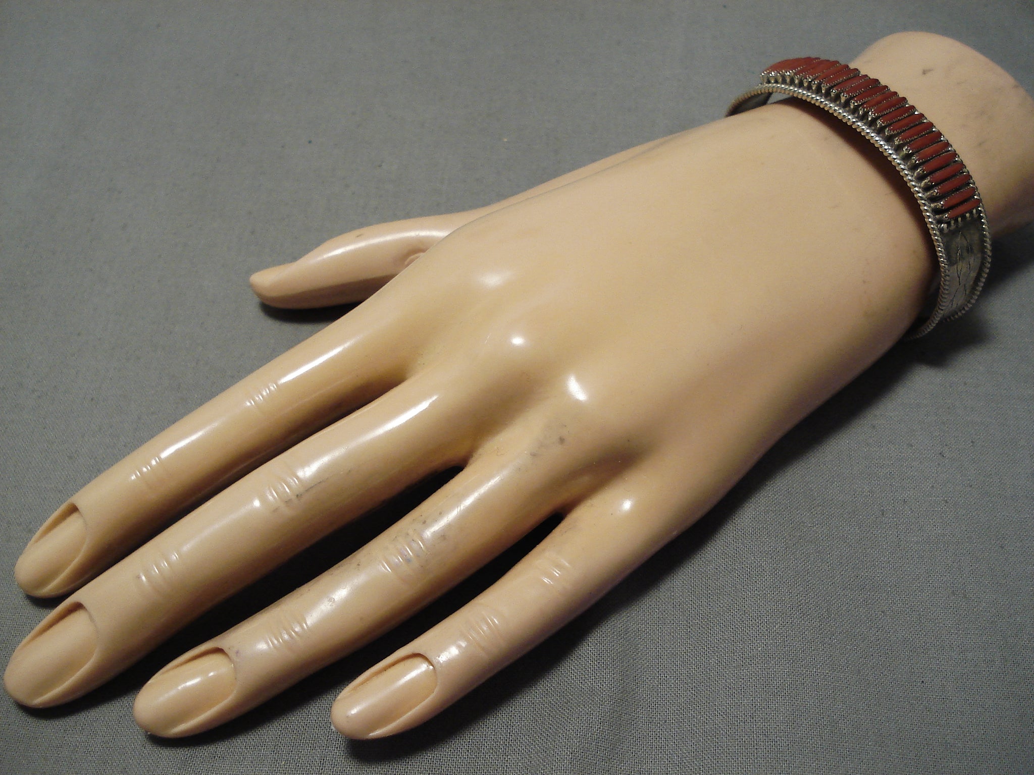 Important Vintage Native American Zuni Shirley Quam Needle Coral