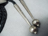 Superior Vintage Native American Navajo Sleeping Beauty Turquoise Sterling Silver Bolo Tie Old-Nativo Arts