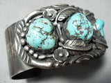 100 Gram Vintage Native American Navajo Leaf Garden Turquoise Sterling Silver Bracelet-Nativo Arts
