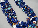 One Of The Best Vintage Native American Navajo Lapis Santo Domingo Sterling Silver Necklace-Nativo Arts