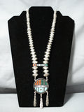 Important Vintage Native American Navajo Ernest Benally Turquoise Sterling Silver Necklace-Nativo Arts