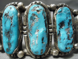 Museum Vintage Native American Navajo Graduating Turquoise Sterling Silver Bracelet Old-Nativo Arts