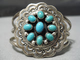 Stunning Vintage Native American Navajo Satellite Turquoise Sterling Silver Concho Bracelet-Nativo Arts