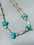 Fabulous Vintage Native American Navajo Kingman Turquoise Sterling Silver Necklace-Nativo Arts