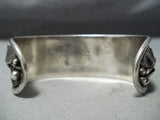 Extreme Detail! Vintage Native American Navajo Pilot Mountain Turquoise Sterling Silver Bracelet-Nativo Arts