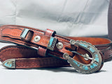 Native American One Of The Best Ever Vintage Navajo Turquoise Sterling Silver Belt-Nativo Arts