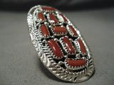 Chunks Of Coral Huge Native American Navajo Sterling Silver Ring-Nativo Arts