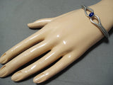 Elegant Vintage Navajo Native American Lapis Sterling Silver Bracelet Old-Nativo Arts