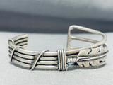 Important Vintage Native American Navajo Feather Coil Turquoise Sterling Silver Bracelet-Nativo Arts