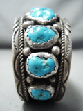 Incredible Vintage Native American Navajo Morenci Turquoise Sterling Silver Bracelet Old-Nativo Arts