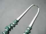 Huge Chunks Of Royston Turquoise Vintage Native American Navajo Sterling Silver Necklace Old-Nativo Arts