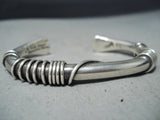 Authentic Vintage Native American Navajo Orville Tsinnie Sterling Silver Coil Bracelet Old-Nativo Arts