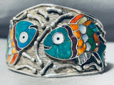 Unique Southwestern Double Fish Opal Sterling Silver Bracelet-Nativo Arts