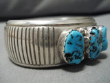 Thicker!! Vintage Native American Navajo Deep Blue Turquoise Sterling Silver Bracelet Old-Nativo Arts