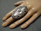 Remarkable Native American L Kay Sterling Silver Concho Ring Old-Nativo Arts